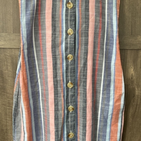 FRANCESCA’S Blue Rain Maya Button Down 100% Cotton Stripped Dress Size Small - Picture 5 of 16